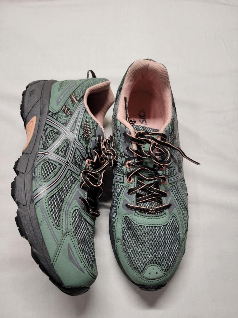 Asics Gel-Venture 6 Womens Sz 11 Green Pink Black Athletic Running